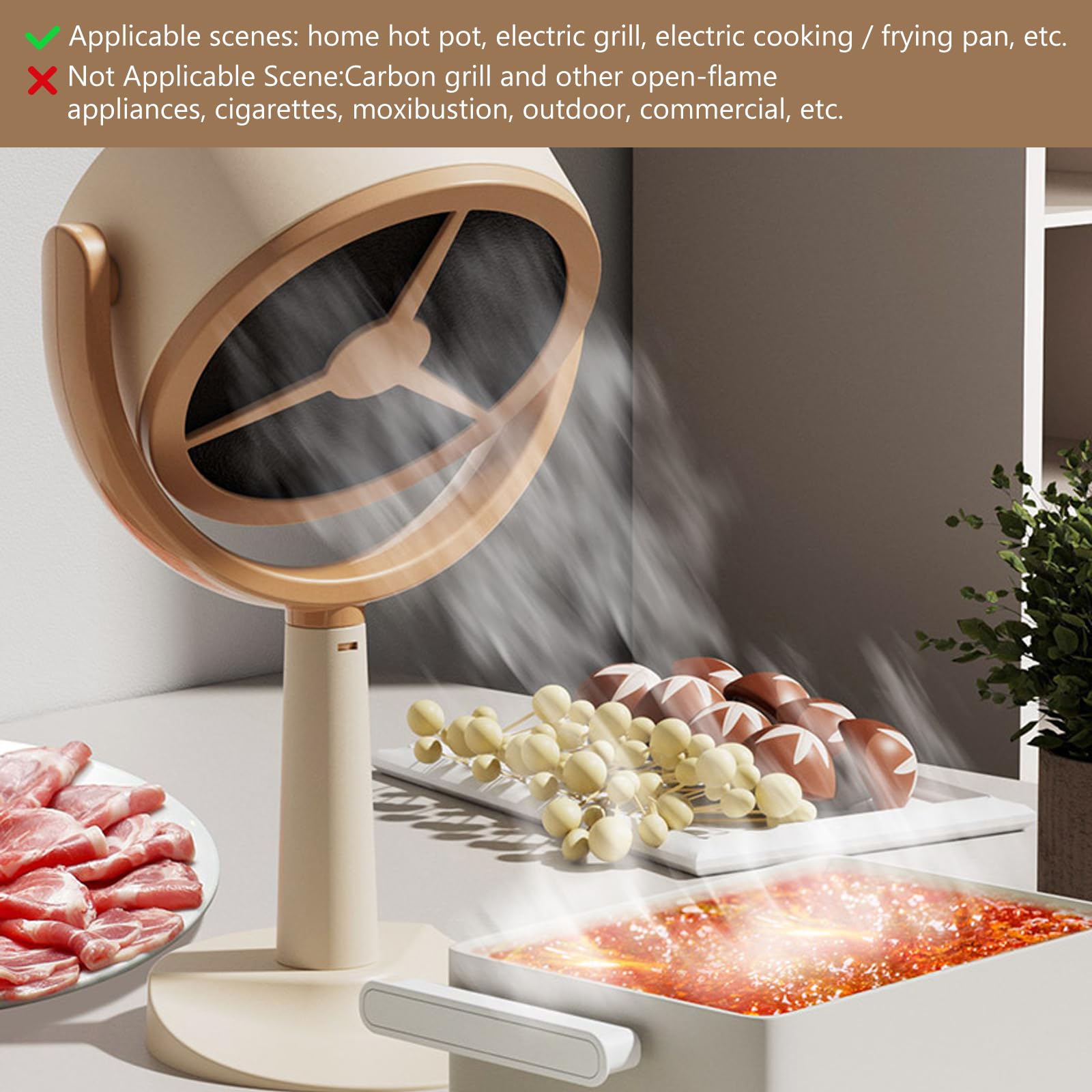 Mini-Dunstabzugshaube Leise Umluft, Desktop-Abzugshaube mit 2 Filter-Baumwolle, Tragbar Tischhaube Mobile Abzugshaube für Steak Grillen BBQ Hot Pot Camping Wohnmobil Küche Reise