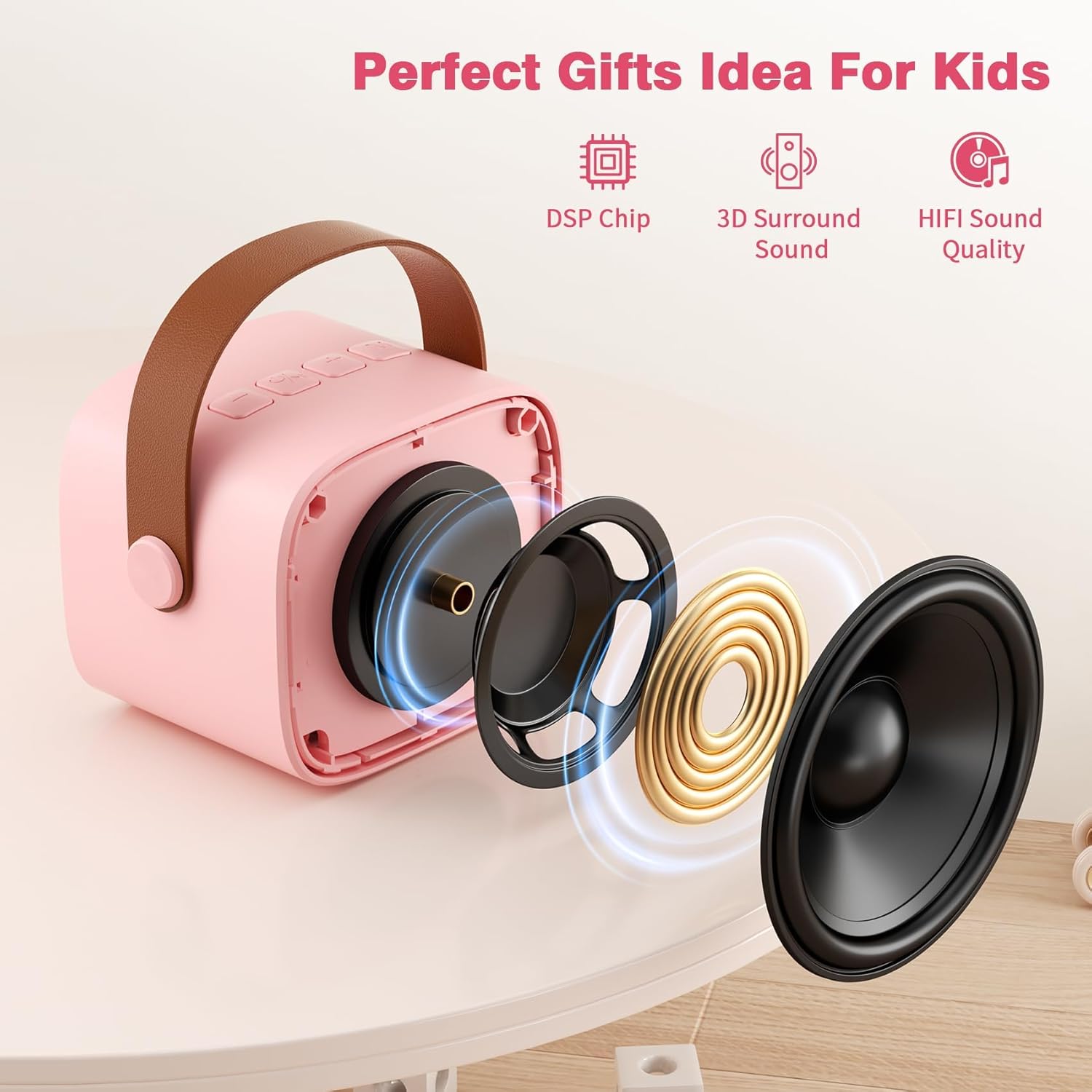 Mini Karaoke Machine with 2 Wireless Microphones, 2026 TOP Kids Portable Bluetooth Karaoke Machine for 3, 4, 5, 6, 7, 8, 9,10,11,12+Year Old, Christmas Birthday Gifts for Girls Boys Adults Home Party - Image 5