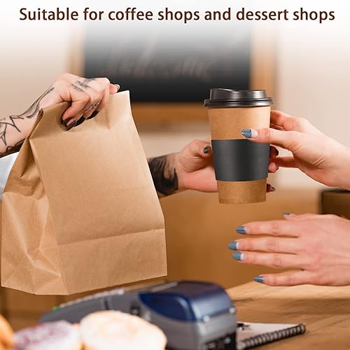 Miniatura 6 de 50 fundas de café desechables de papel kraft corrugado para tazas, soporte protector aislado de calor para tazas de café expreso de 12, 16, 20, 22,