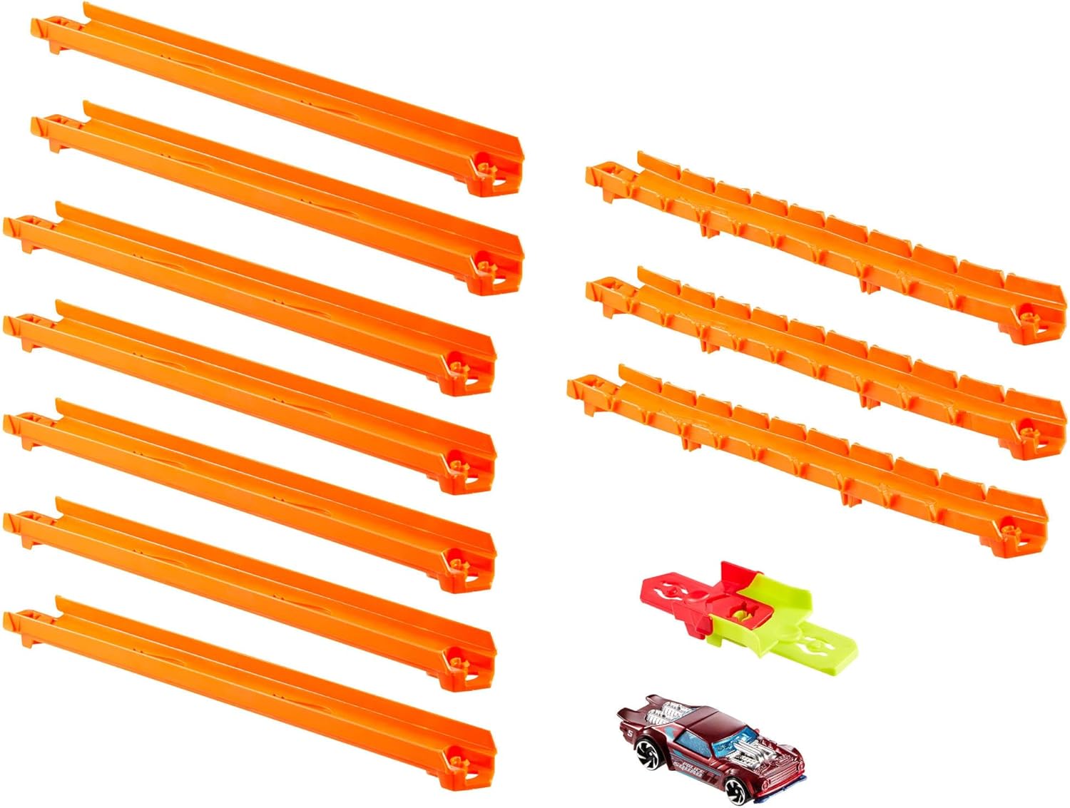 Hot Wheels Track Creator Starter Pack with 1:64 Scale Die-Cast Toy Vehicle, 10 Feet of Speed Snap Flex & Molded Tracks & 2 Adaptors