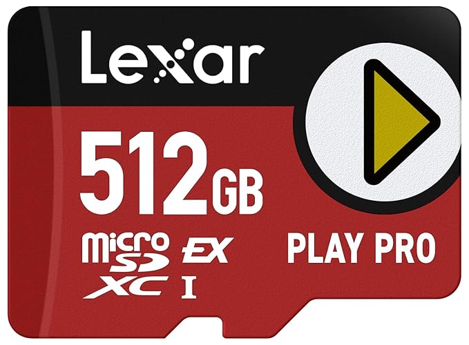 Lexar 512GB Play PRO microSD Express Card, UHS-I, C10, U3, V30, Full HD, 4K, Up to 900/600 MB/s Memory Card, Compatible w/Nintendo-Switch 2, ASUS ROG Ally, Steam Deck, Gaming (LMSXPS0512G-BNNNU)