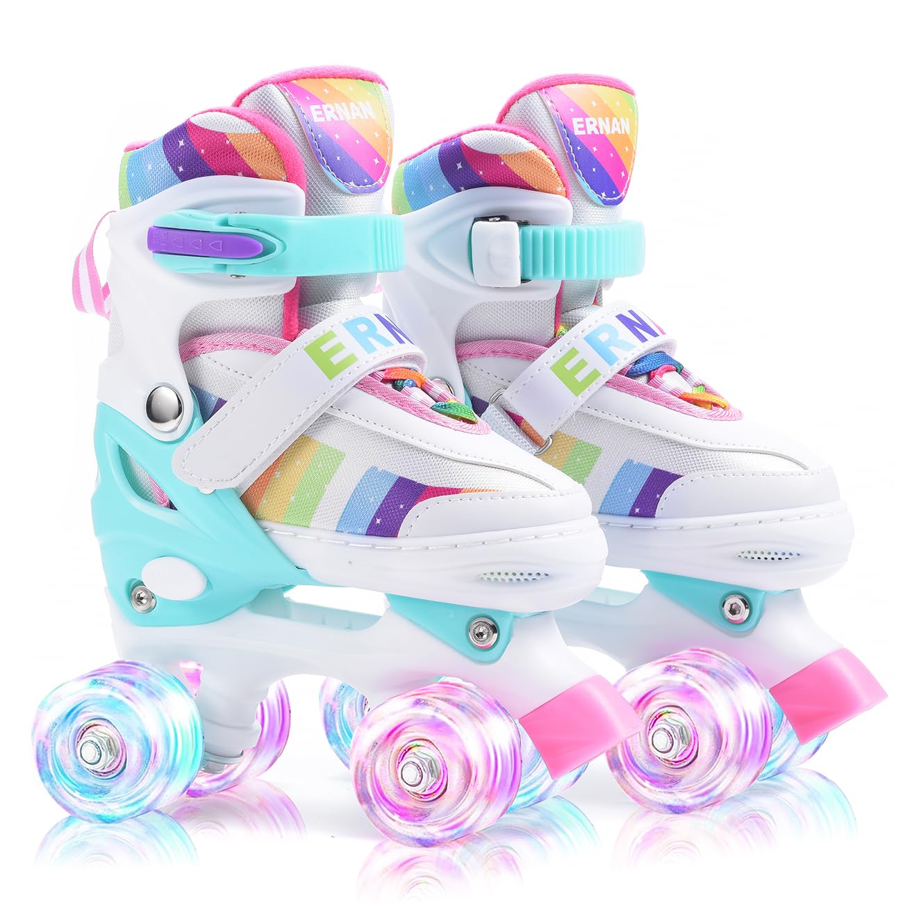 ERNAN Roller skates kids Roller boots,8 Light up Wheels and 4 Sizes Adjustable.Rollerskates for Kids Beginners, Suitable for Indoor Outdoor (Pink, S)