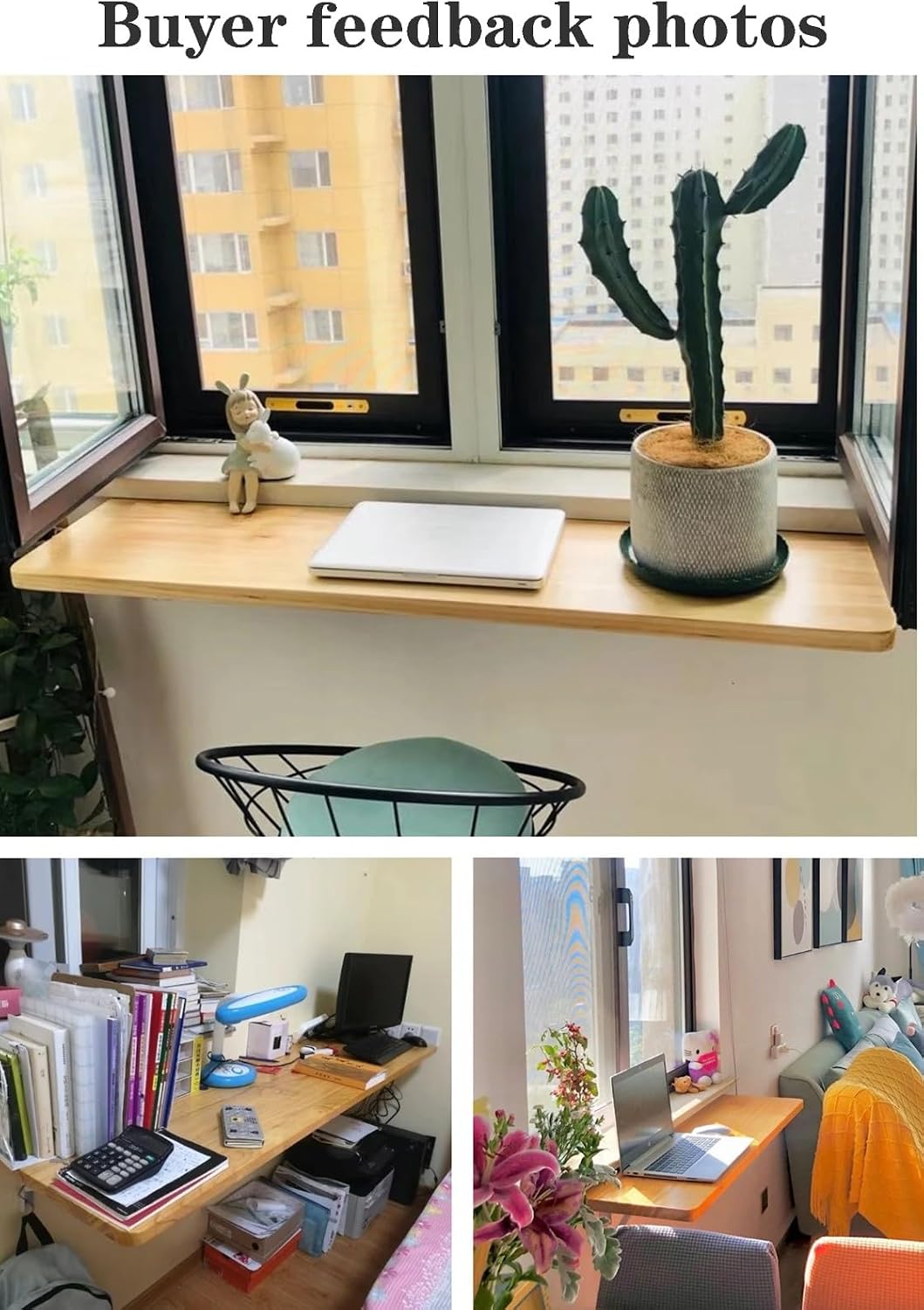 Collapsible Wall-Mounted Desk Space-Saving Foldable Table for Laptop Breakfast Bar Floating Workbench for Study Dining Balcony Kitchen 100×30CM