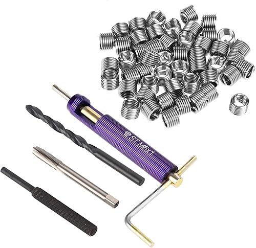 Kit de reparación de acero inoxidable M6, juego de herramientas combinadas con brocas, llave inglesa y roscas para 50 piezas M6 x1 inserto de rosca