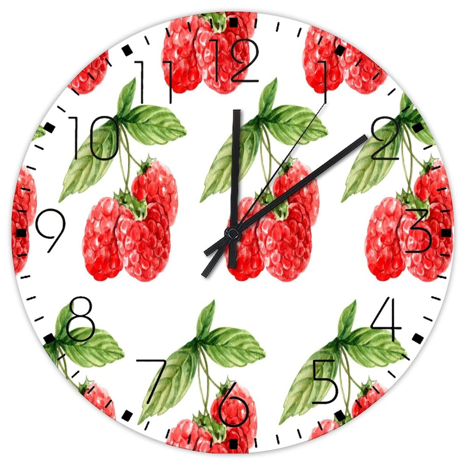 Horloge murale en bois framboise 38cm cuisine sans tic-tac