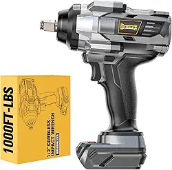 Chave de impacto sem fio 1/5.1 cm para bateria DeWalt 20 V, chave de impacto 900 pés-lb (1200 N.m), pistola de impacto elétrica sem escova de alto torque, chave de impacto elétrica com velocidade de 4