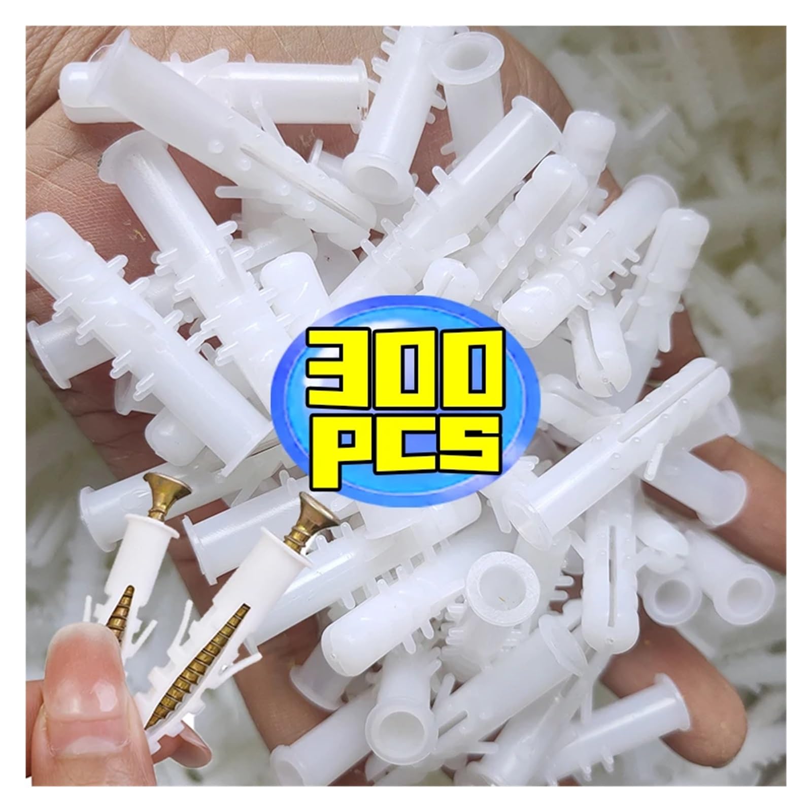 Boulons à expansion en plastique Tube d'expansion de clous en plastique multi-tailles, bouchons d'ancrage muraux, vis, outils de fixation(200pcs- (2packs),4x1cm)