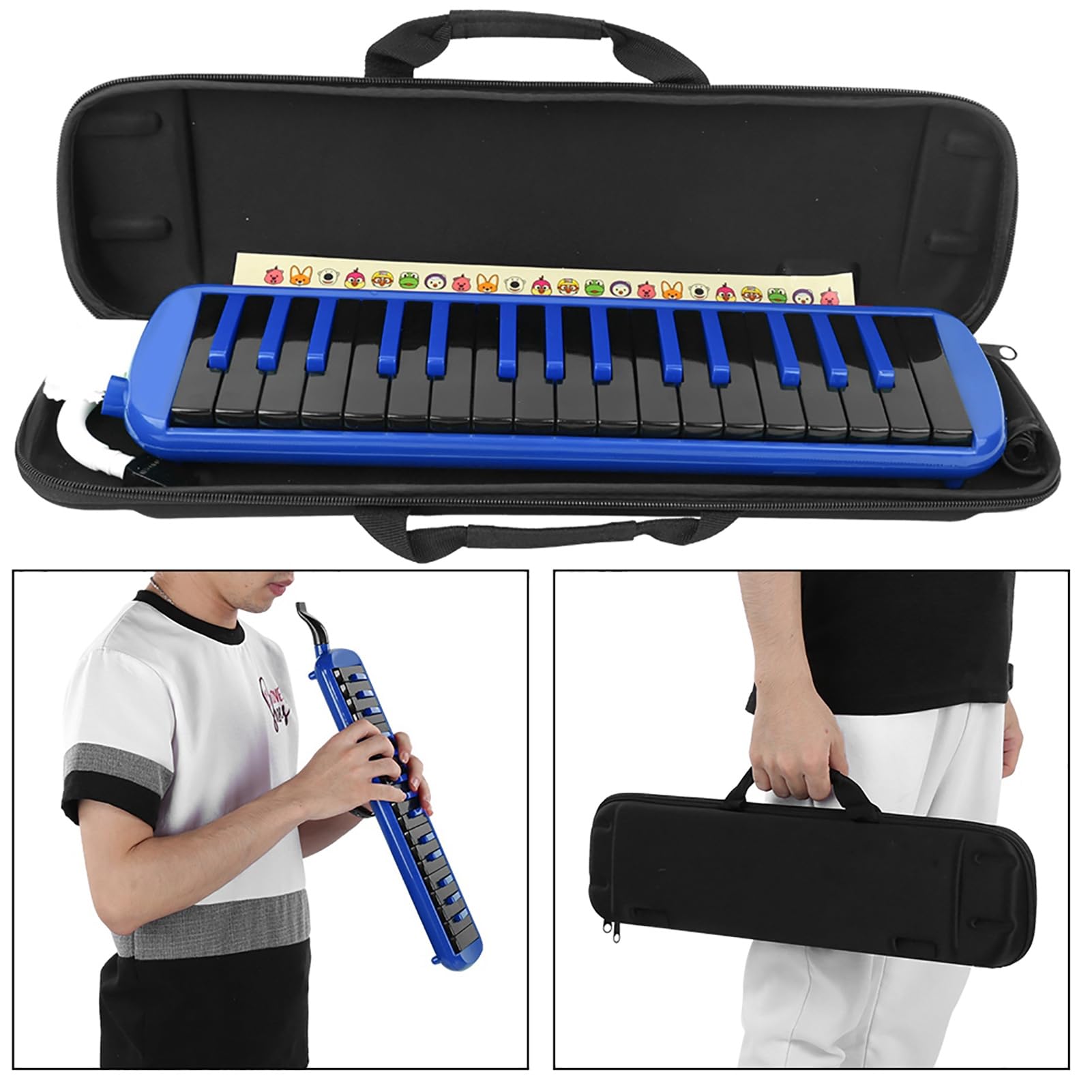 Melodica - Strumento musicale a a 32 tasti, design ergonomico, borsa da allenamento per principianti F32s (blu)