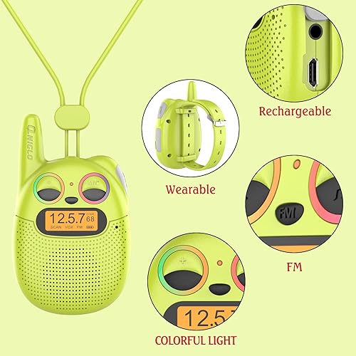 Miniatura 48 de Qniglo Kids Walkie Talkies Rechargeable, Gifts for 3-12 Year Old Girls & Boys, Walkie Talkies with FM Radio, Adventure Camping Games, Best Christmas