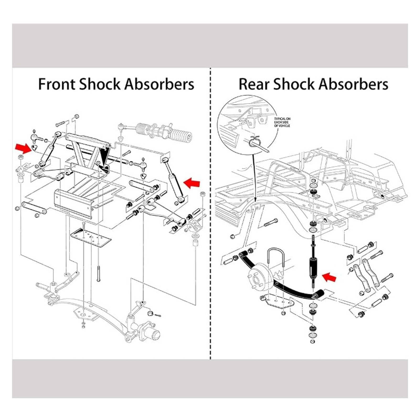 Kit Ammortizzatore per Carrello da Robusto Metallo 4 Pezzi di Ricambio Anteriore Posteriore per Auto Club Adatta per DS e Gas Precedente 1014235 1014236