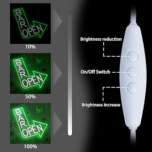 Miniatura 3 de Letrero de neón con barra abierta para decoración de pared, regulable, LED, con flecha, para hombre, cueva, karaoke, restaurante, pub, cafetería,