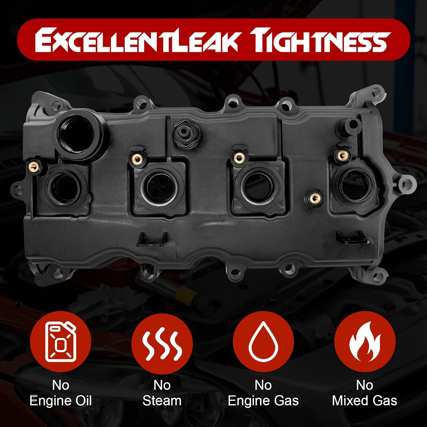 Engine Valve Cover with Gasket, Oil Cap, Bolt, Compatible with 2007-2013 Nissan Altima, 2007-2012 Sentra SE-R, 2008-2013 Rogue, 2014-2015 Rogue Select, L4 2.5L QR25DE Gas, Replace# 13264-JA00A