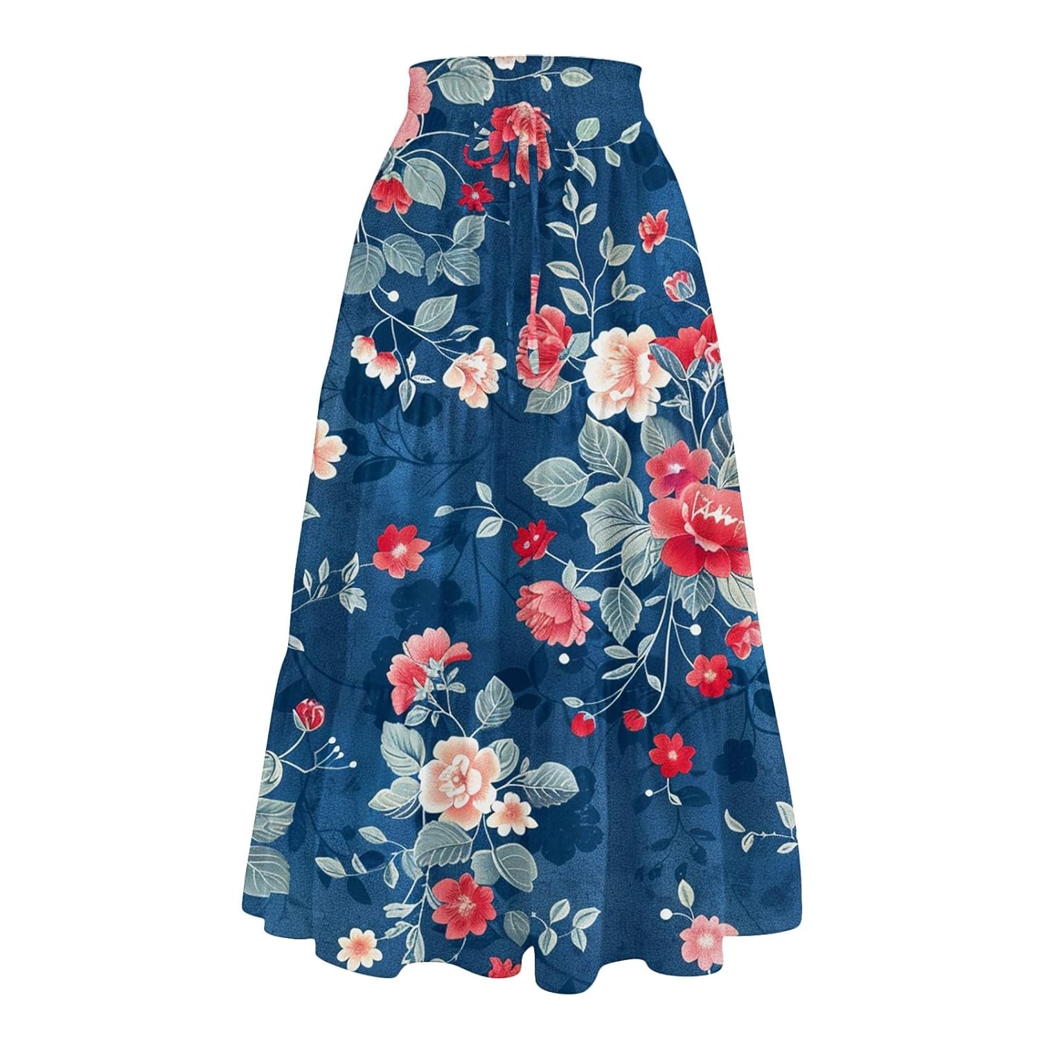 Women Maxi Skirts Pleated Novelty Long Skirts High Waisted Cute Casual Flowy Skirt a Line Tiered Beach Cover