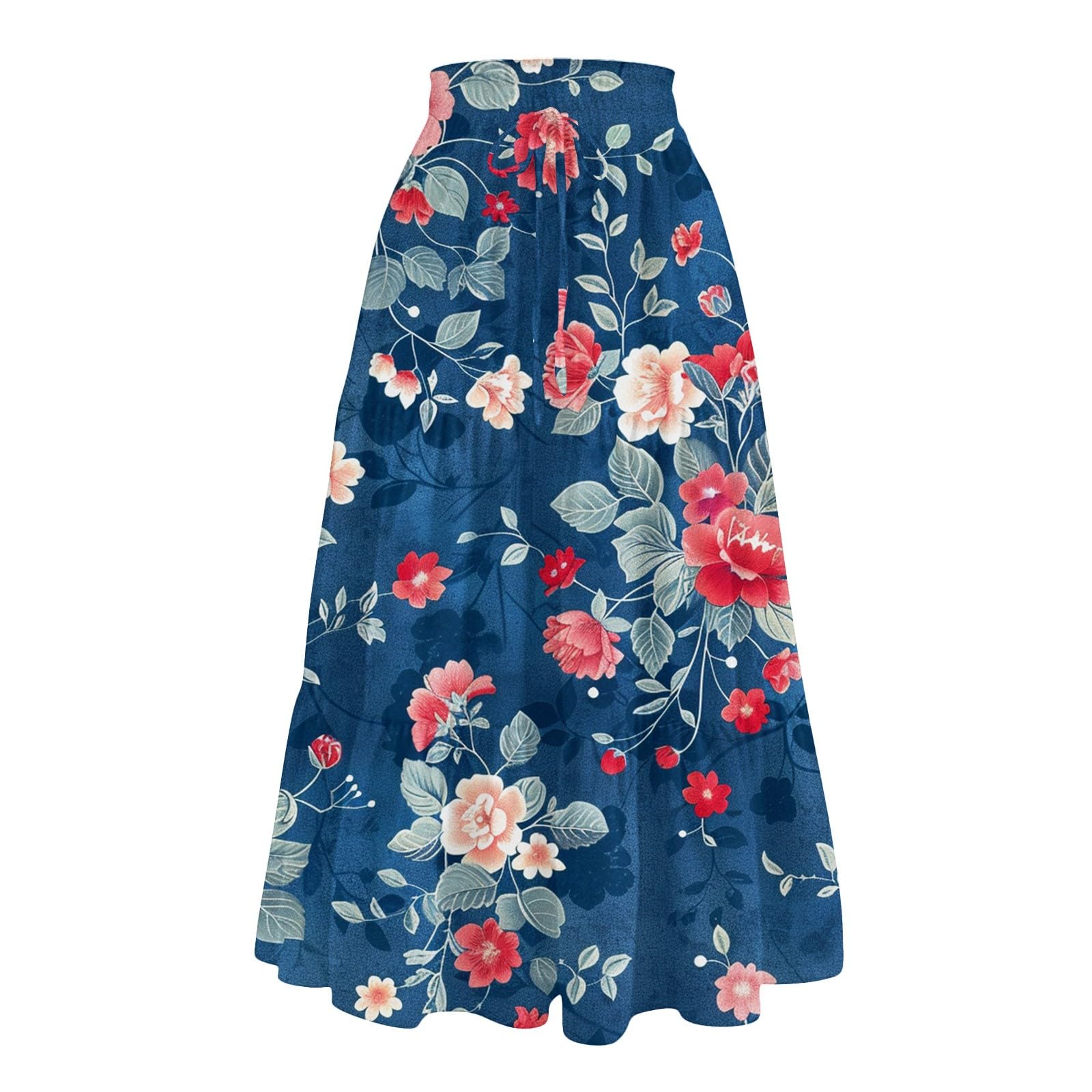 Women Maxi Skirts Pleated Novelty Long Skirts High Waisted Cute Casual Flowy Skirt a Line Tiered Beach Cover