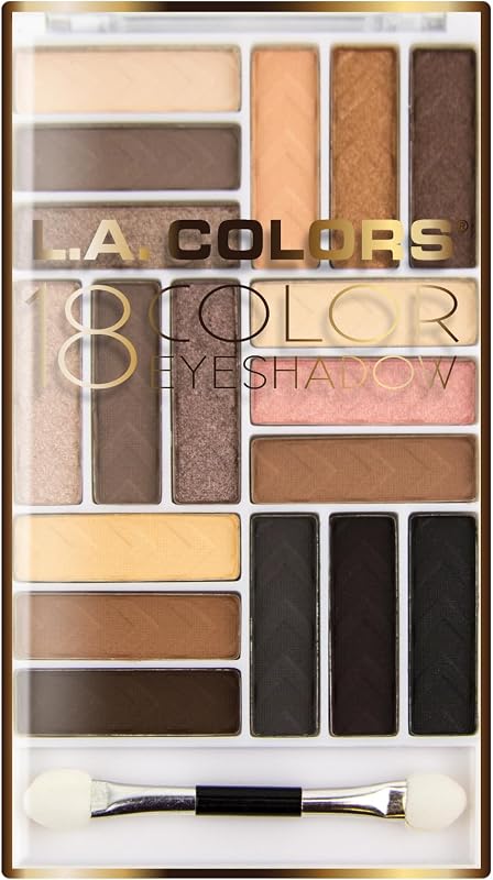 L.A. COLORS 18 Color Glam Eyeshadow Palette, Downtown Brown CES750B