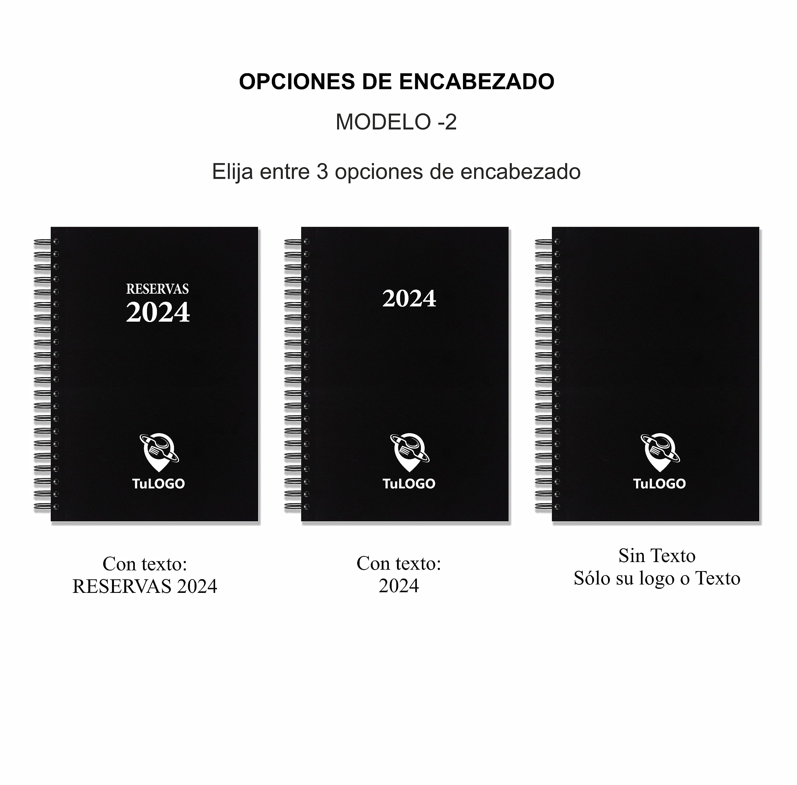 Libro de Reservas 2026 con Fechas.Personalizado con su texto o logo. 4 Interiores a elegir. Tamaño 21 x 29,7 cm Din A4 Agenda hostelería