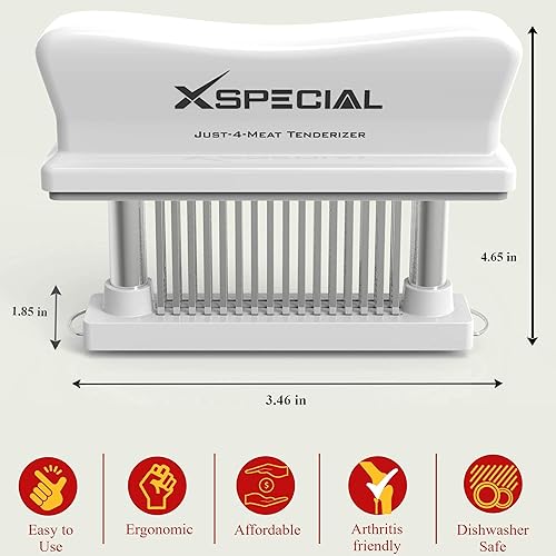 Miniatura 4 de Herramienta ablandadora de carne de cocina fácil de usar y limpiar 48 cuchillas de acero inoxidable no más martillos o mazos