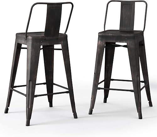 Miniatura 56 de SIMPLIHOME Rayne - Taburetes de encimera (juego de 2) – asientos de cocina de metal de 24 pulgadas de altura de asiento en blanco, asientos