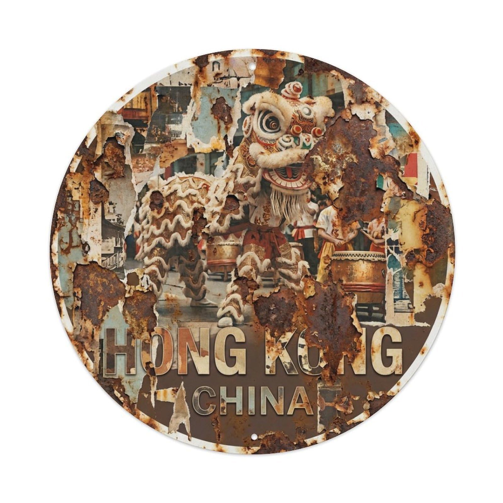 Vintage Travel Hong Kong China Culture Metal Tin Sign