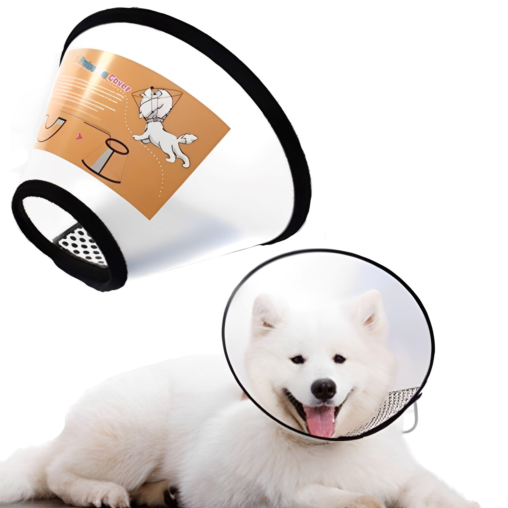 JIAMIAN Pet Recovery Collar Comfy, Elizabethan Collar Breathable Soft Edge, Adjustable Pet Protective Collar Anti-Bite Lick Wound Healing, for Dogs and Cats (Neck:42-46cm)