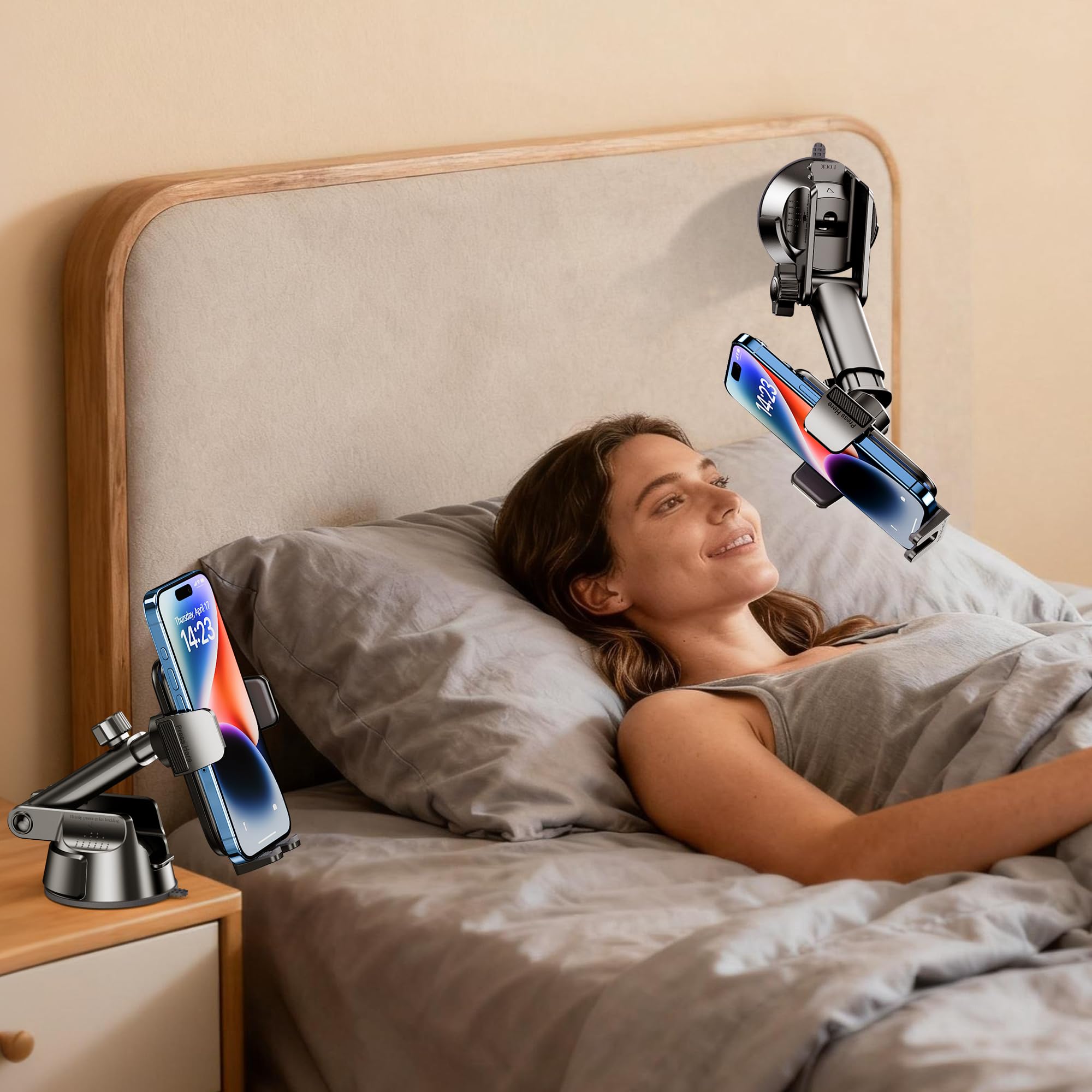 Qifutan Dash Mounted Holders Phone Holders for Your Car Phone Mount for Car Windshield Dashboard Air Vent Universal Desk Mounts Hands Free Automobile Cell Phone Holder Fit for iPhone Smartphone