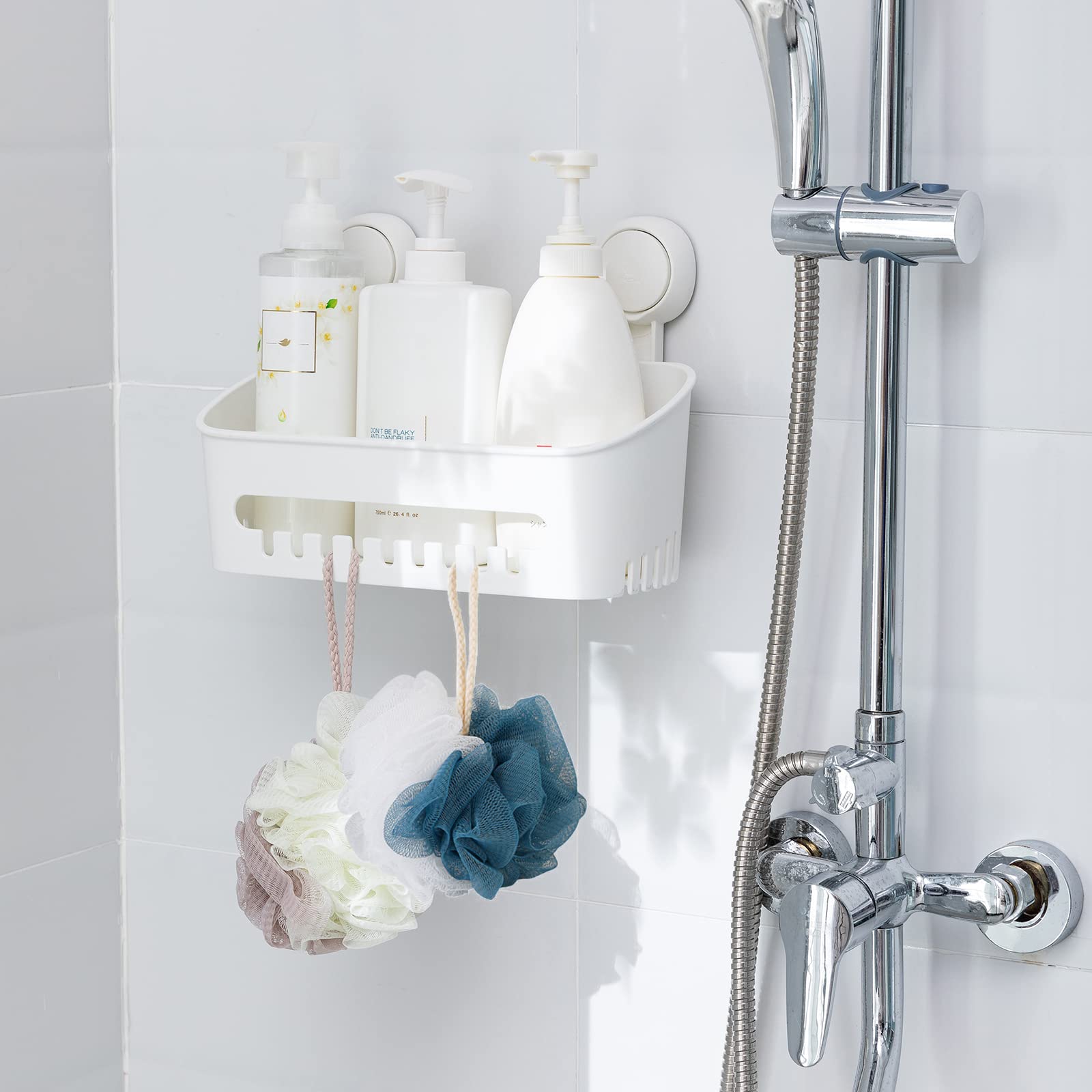 Mensola Doccia Da Appendere Senza Foratura - Porta Shampoo Per Miscelatore, Grigio, Carico 10kg - Foto 9