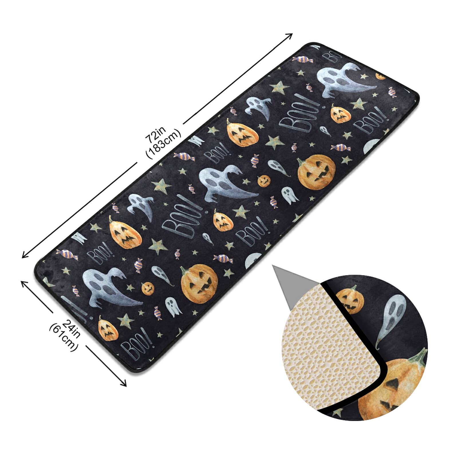 Halloween-Läufer Mit Geister-Kürbis-Muster – Rutschfester Teppich Für Küche & Flur