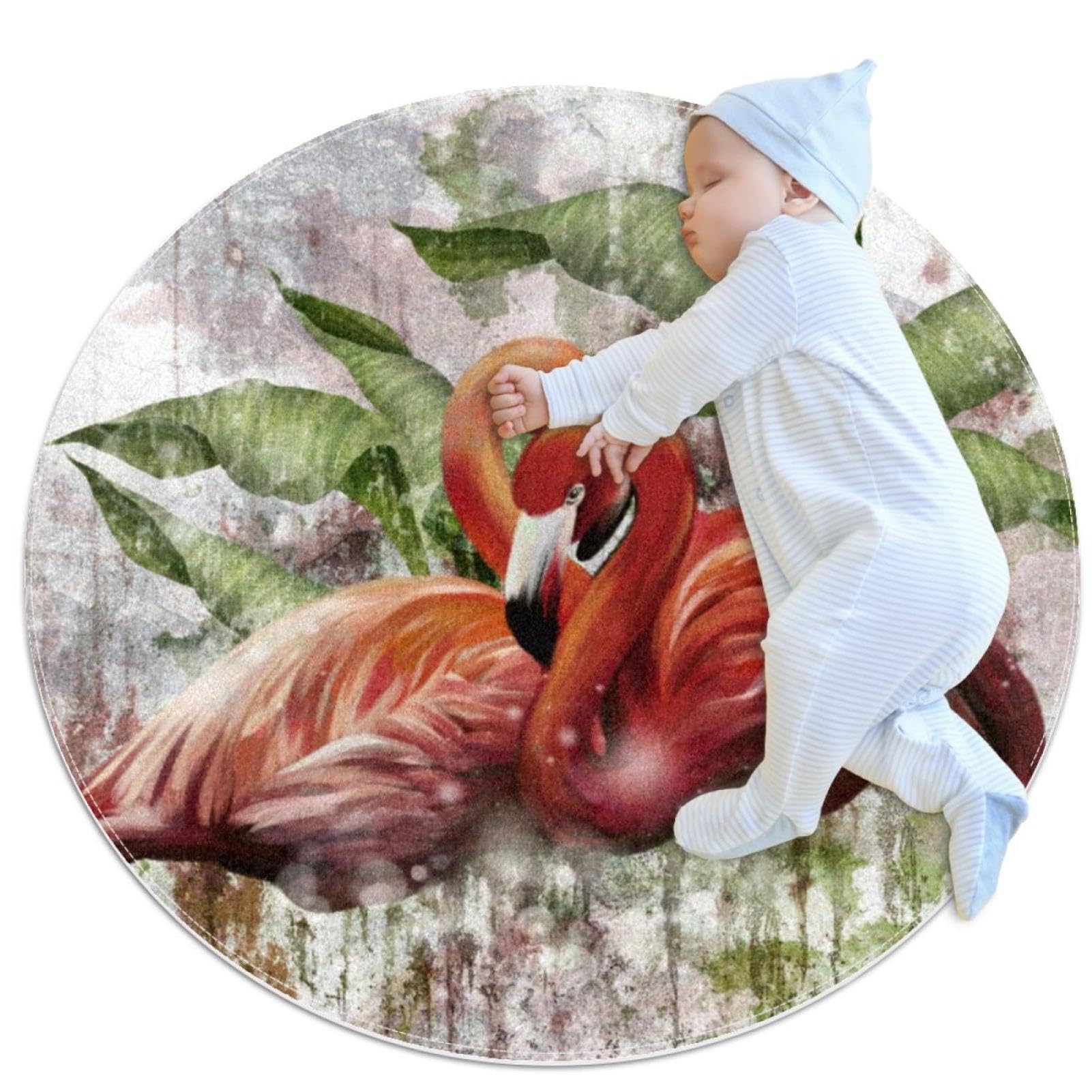 Tapis de canapé style shabby chic peinture flamant rose