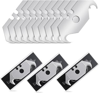 HAUTMEC 30 Pack Utility Knife Hook Blades, SK5 Steel, All-Purpose Blade Replacement with Safty Dispenser, Standard Size Razor Blades for Box, Carpet, Rope, Trim Roof Materials HTUBM25012
