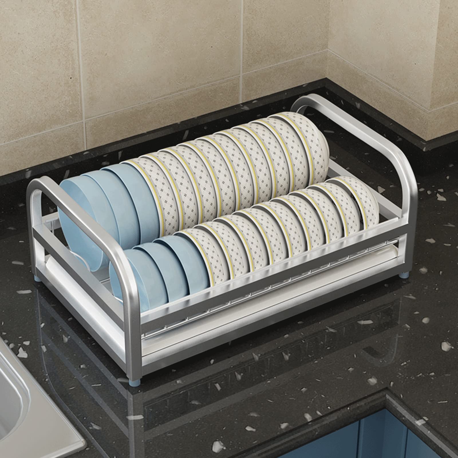 Küchen-Geschirrtrockner Single Layer Dishack Rack 304 Edelstahl Trockene Teller Rack Drain Rack Dishack Kitchen Drain Teller Rack Gerichte und Essstäbchen Multifunktionaler Abtropfständer