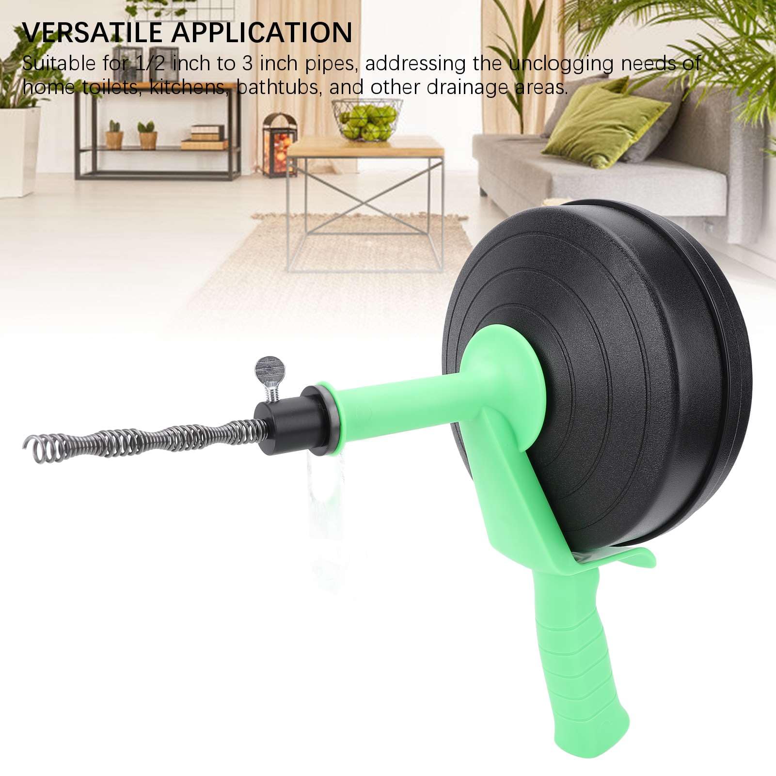 65 manganese steel Pipe Drain Clog Remover, Handheld Drain Cleaner with 2 to 3 Bends Manual and Electric Drill Modes for Hair, Cloth Strips, Ropes, Plastic Bags, Suitable for 1/2