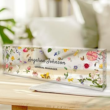 Personalised Name Plate for Desk, Custom Acrylic Desktop Accessories Office Decor for Women Men, Offices Gift for Coworkers Boss Teacher, Employee Appreciation Gifts