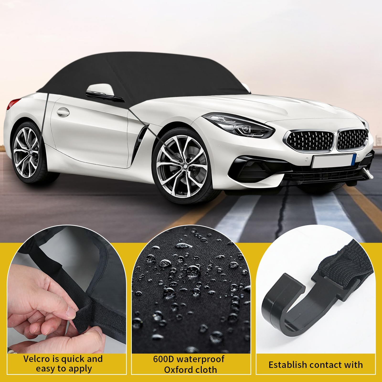 Autoabdeckung Halbgarage Wasserdicht Ersatz für BMW Z3/Z4, Wasserdicht Auto Abdeckung, Autohülle, für E85 2002–2008, PKW Abdeckplane Wetterfest, Halbe Garage mit Riemen, Faltgarage (für BMW Z4)