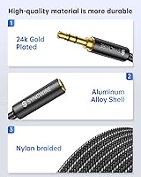 Vista 4 de Syncwire - Cable de extensión para auriculares - 6 pies [Sonido Hi-Fi][Conector chapado en oro][TRS] Cordón de extensión de audio macho a hembra