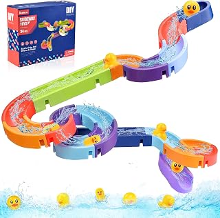 GZXJIU Duck Slide Bath Toy for 1-8 Year Old, Bath Track Toy, Interactive Sliding Shower Track Water Toys,Duck and Slide Bath Toy for 1 2 3+ Year Olds Boys Girls Bath Toys