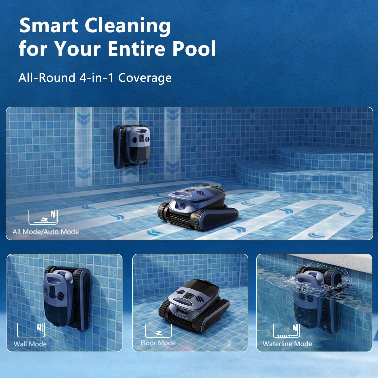(2026 New) SAT40 Cordless Robotic Pool Cleaner, AI Smart Navigation, Dual Scrubbers & Dual Motors, 240 Mins Runtime, 120 GPM Suction, Ideal for Inground & Above-Ground Pools up to 3,230 Sq. Ft