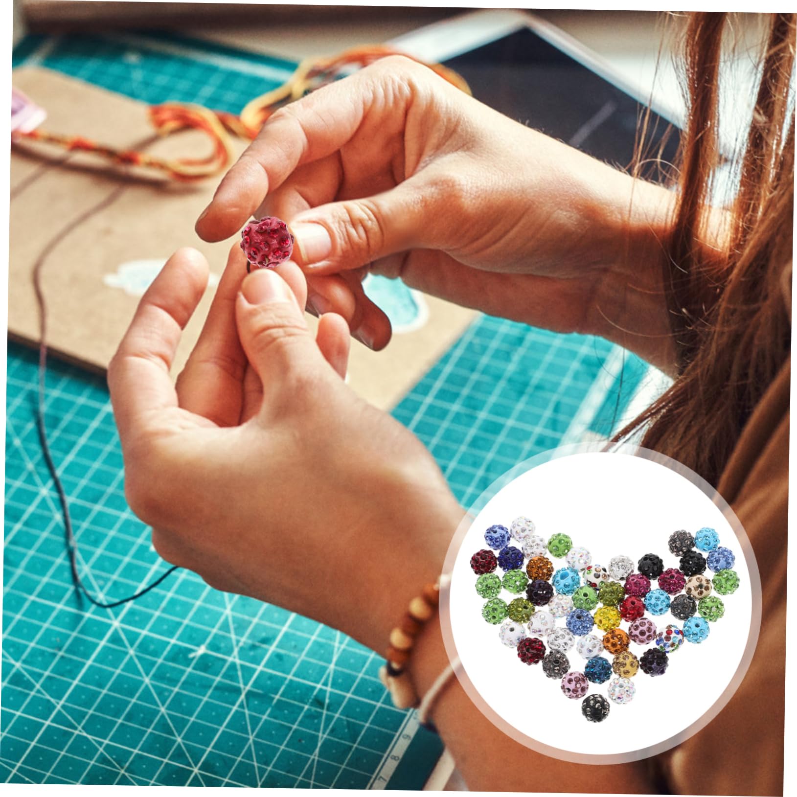 HOMSFOU 5 Set Perline Strass Decorative Per Creazioni Fai Da Te Da Pz Perline Rotonde Polimerica Per Bracciali E Collane Distanziatori Per Bigiotteria Materiale Resistente E 50 Pezzi * 5