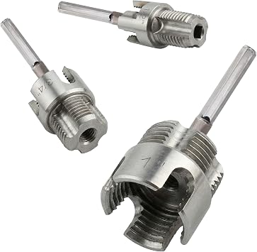 3 Pcs Integrated Internal & External Pipe Threading Tool, Electric Drill Compatible Pipe Threader Kit, 1/2" & 3/4"& 1" Dual-Function Pipe Threading Tool for PVC/Plastic Pipes