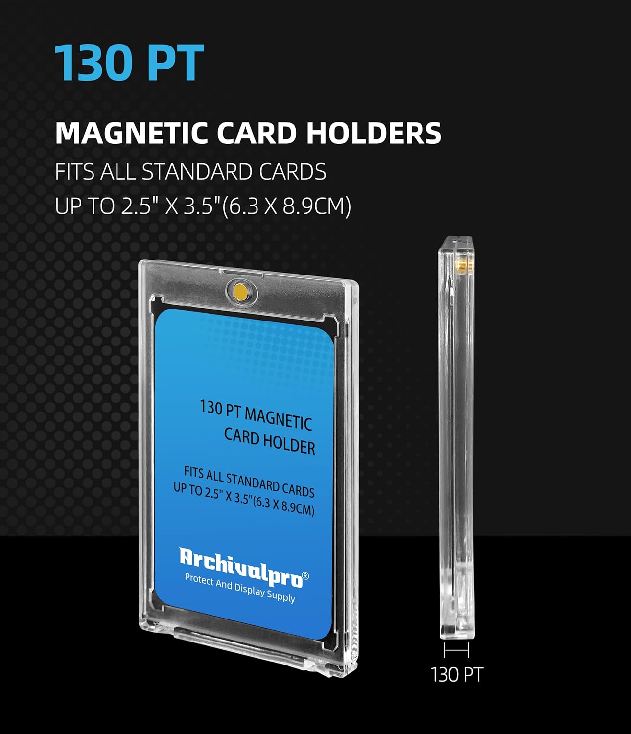 130PT Magnetic Card Holder,Anti-uv,1PC/pk,Snap Card Holder,Hard Acrylic for Trading Card,Baseball Cards Holder