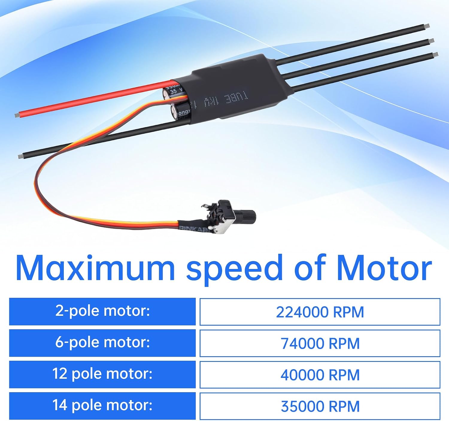 DC 6-20V 200W 3-Phase Brushless Drive Hallless Motor Driver ESC Speed Controller for Air Pump / Water Pump / Fan with Potentiometer, High Speed BLDC Controller