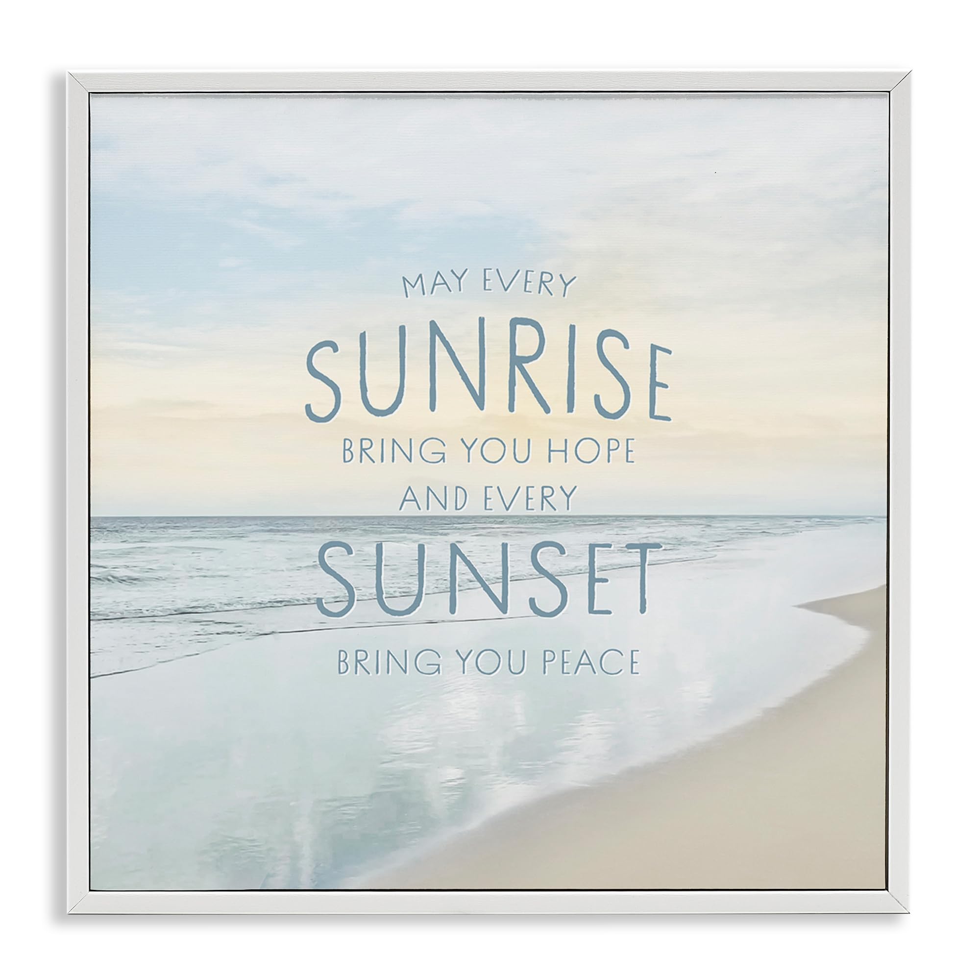 Stupell Industries Coastal White (Textured) 'Sunrise & Sunset Statement'| Framed Giclee Art
