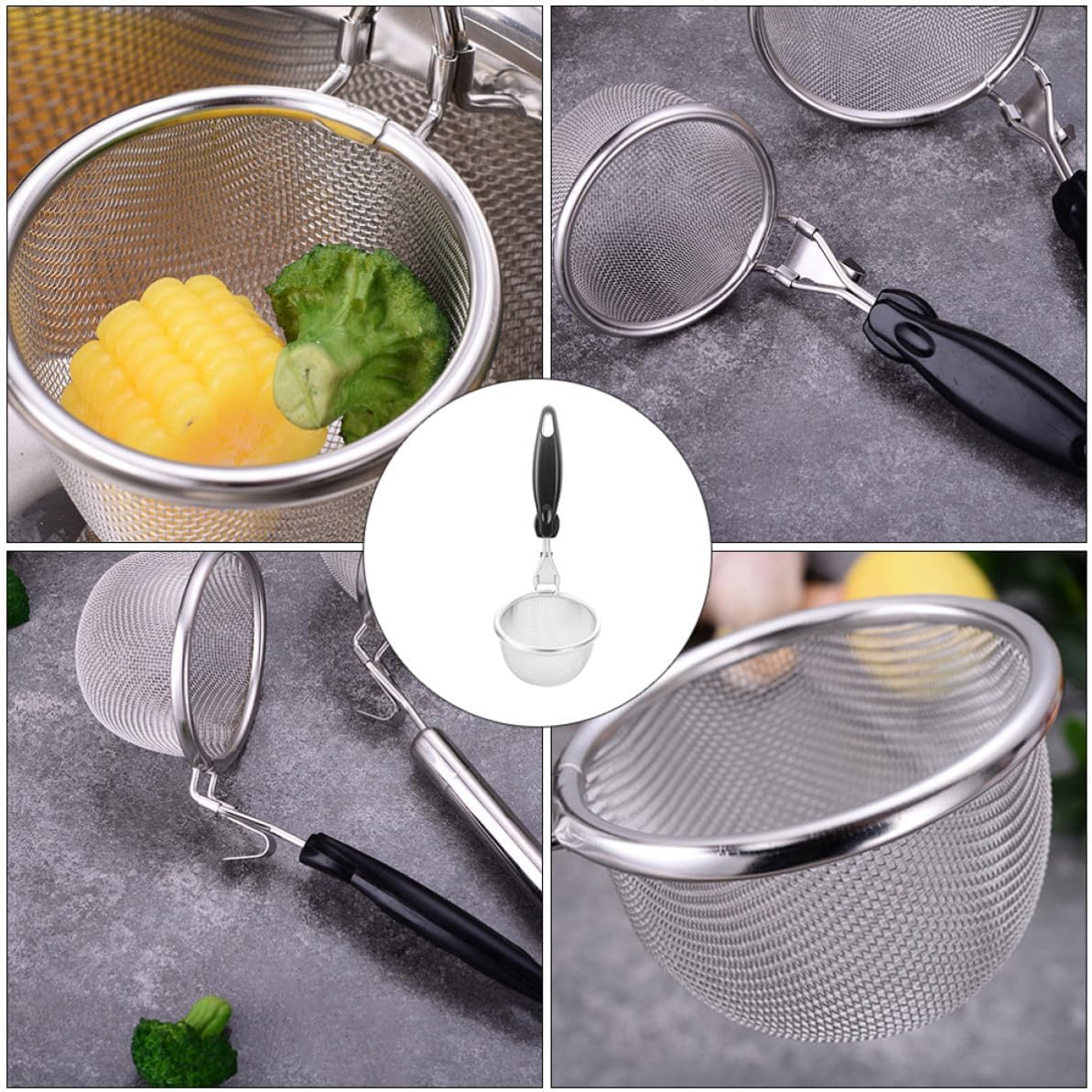 Stainless Steel Filter Spoon Noodle Colander with Non Slip Handle