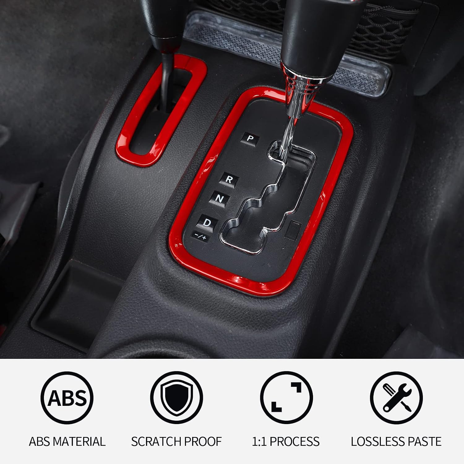 RT-TCZ for Jeep JK Gear Shift Panel Trim Cover Red for Jeep Wrangler JK JKU 2011-2017 Red Interior Accessories 2pcs image 5