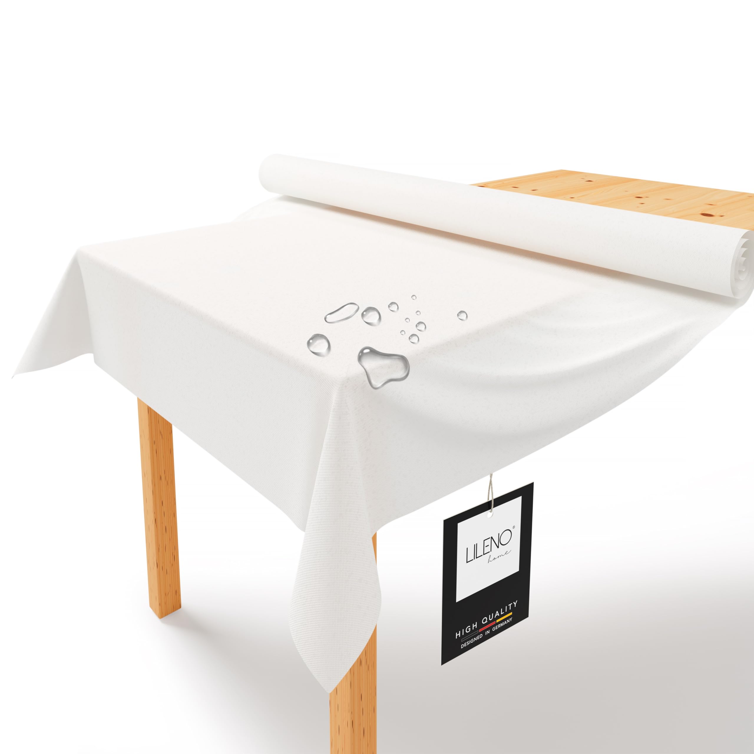 LILENO HOME Tischdeckenrolle 1,10 x 25 m - Tischdecke Weiß aus Vlies - Stoffähnlich, abwaschbare Tischdecke als Rolle, Meterware Tischtuchrolle - Einweg Papiertischdecke Rolle Alternative