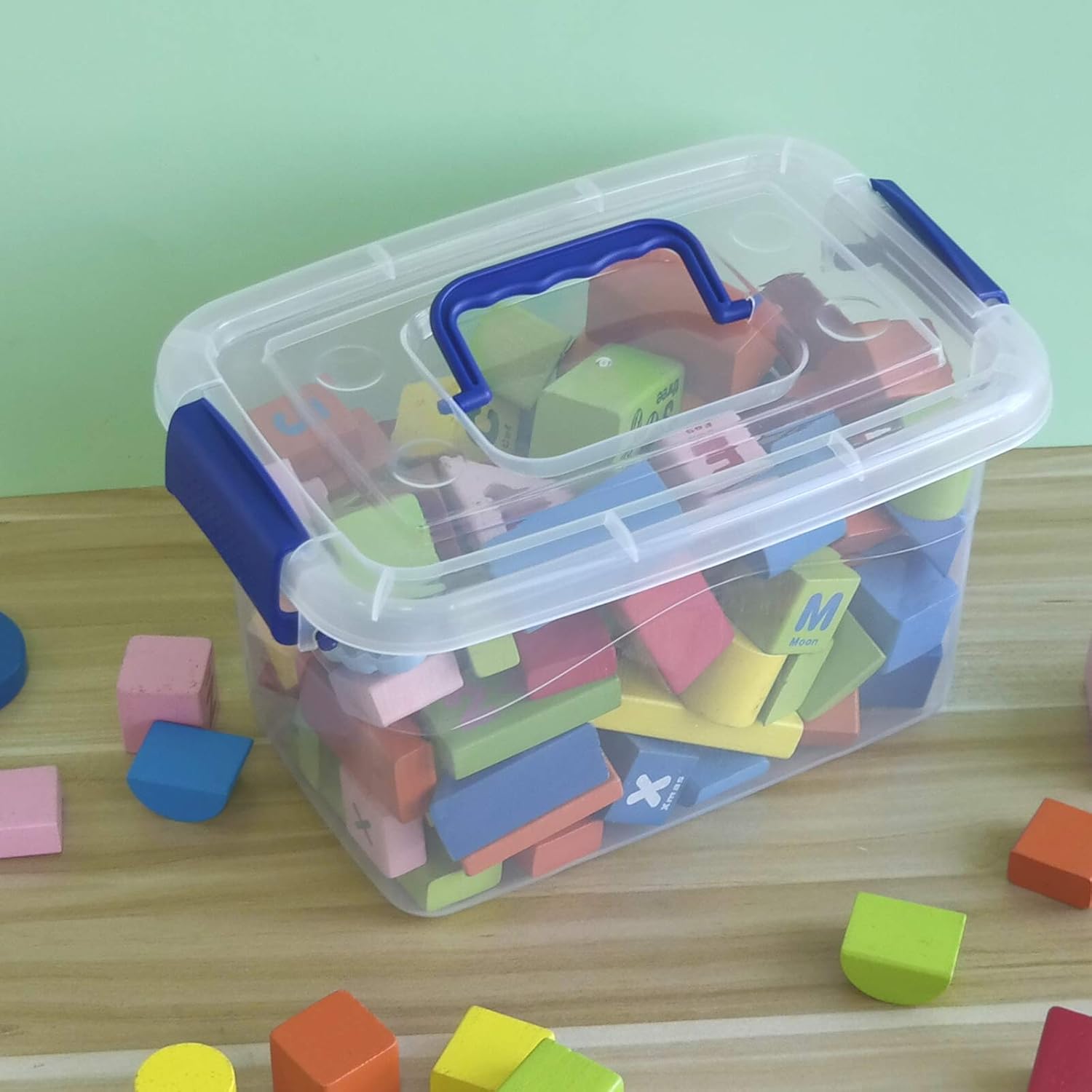 Small Plastic Storage Box with Lid, Clear Storage Box, Set of 6