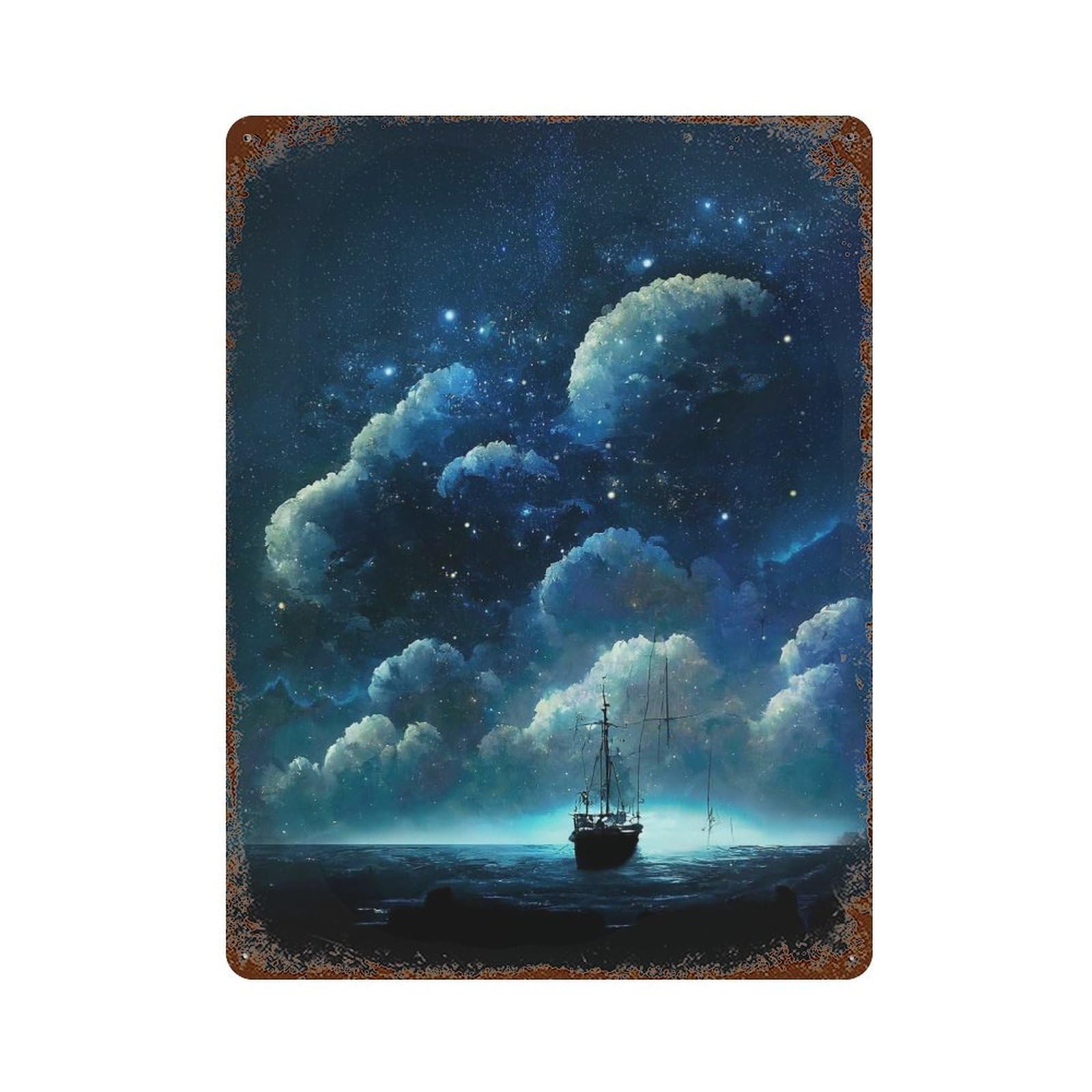 Dream Sea Journey Rusty Metal Tin Sign 15.7"x11.8", for Pub, Kitchen And Man Cave Decor, Farmhouse Wall Decor