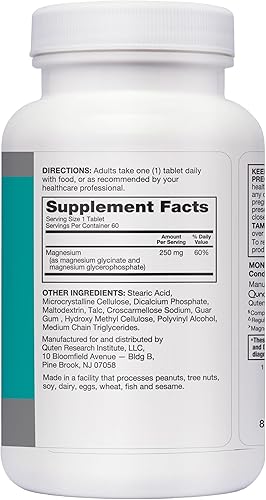 Miniatura 10 de Qunol Complejo de glicinato de magnesio, suave para el estómago, 250 mg dosis de una píldora, absorción superior, magnesio, nervio, hueso y músculo,