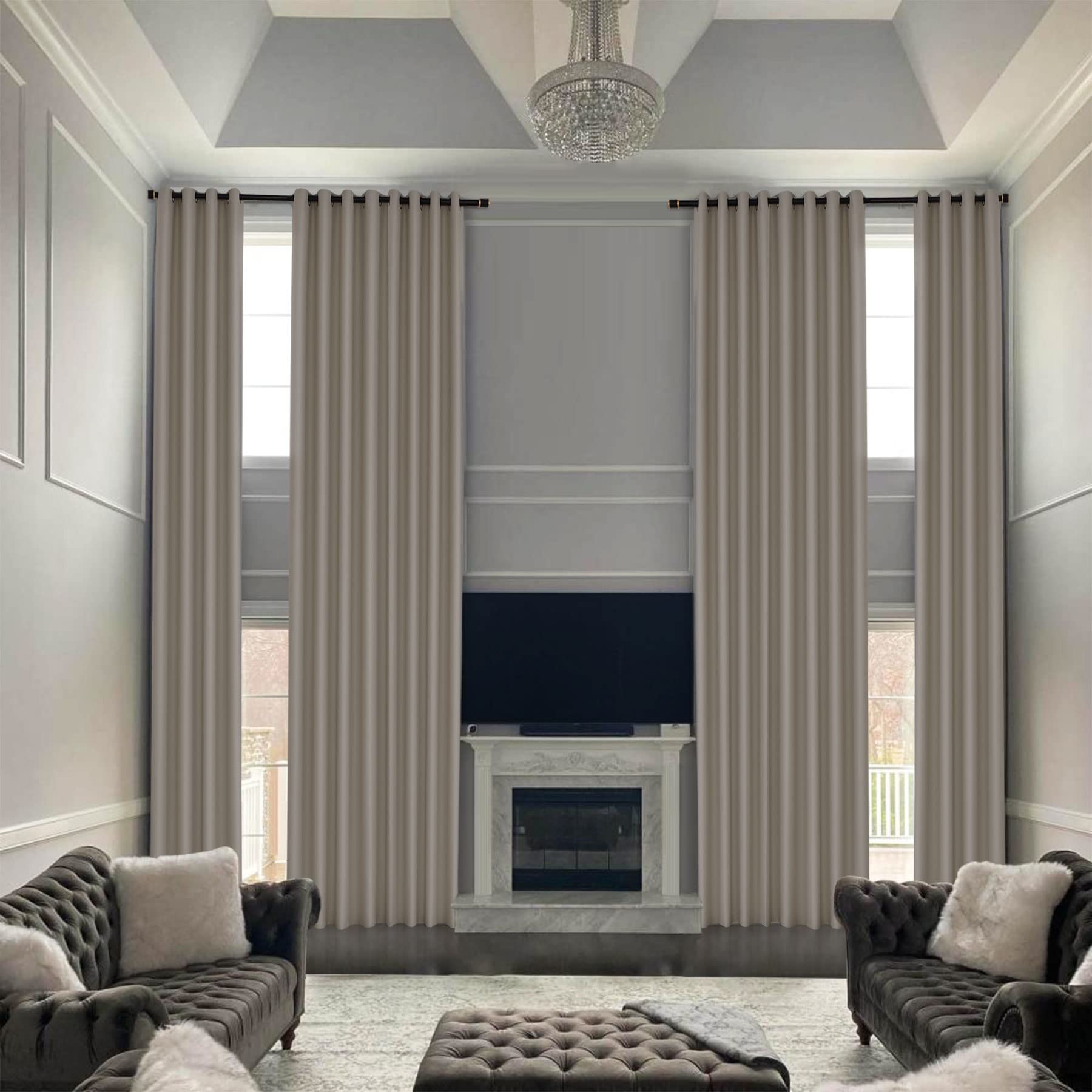 Fcosie High Ceiling Blackout Curtains | Extra Long Grommet Curtains | Light Blocking Hight Living Room Crutains | High Bedroom Drapes | Ceiling to
