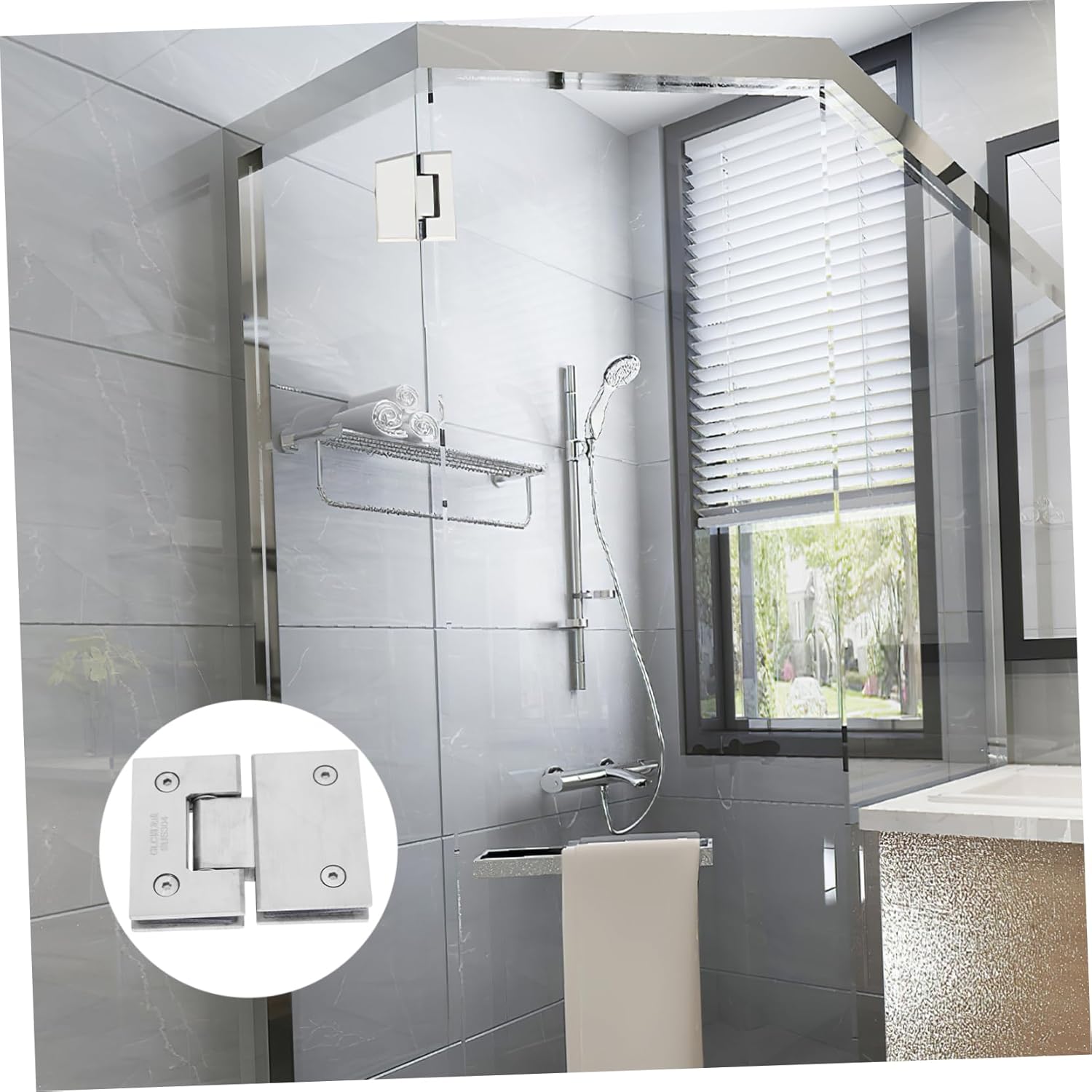 Artibetter Bathroom Partition Hardware Shower Door Hinge Easy Installation Shower Door Pivot Hinge