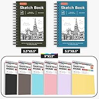 Vista 8 de Soucolor Paquete de 2 cuadernos de bocetos de 5.5" x 8.5" pulgadas, 200 hojas cuaderno diario en blanco, A5, bloc de bocetos con encuadernación